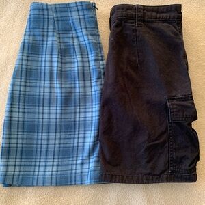 H&M Blue Plaid and Black Pencil Skirt Set